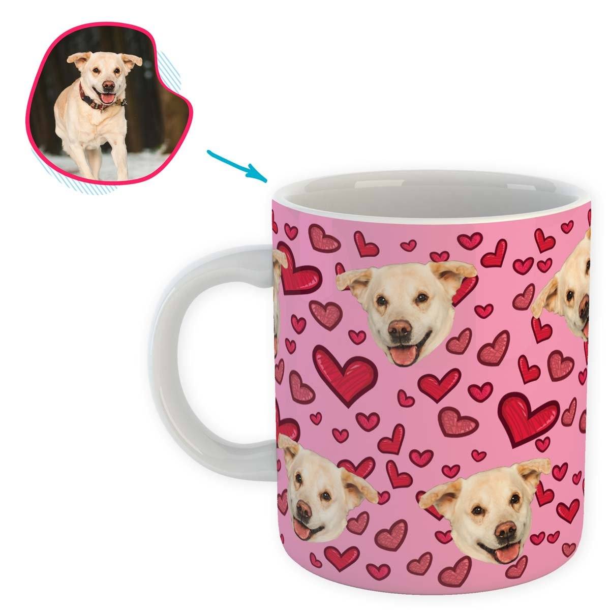 pink Heart mug personalized with photo of face printed on it