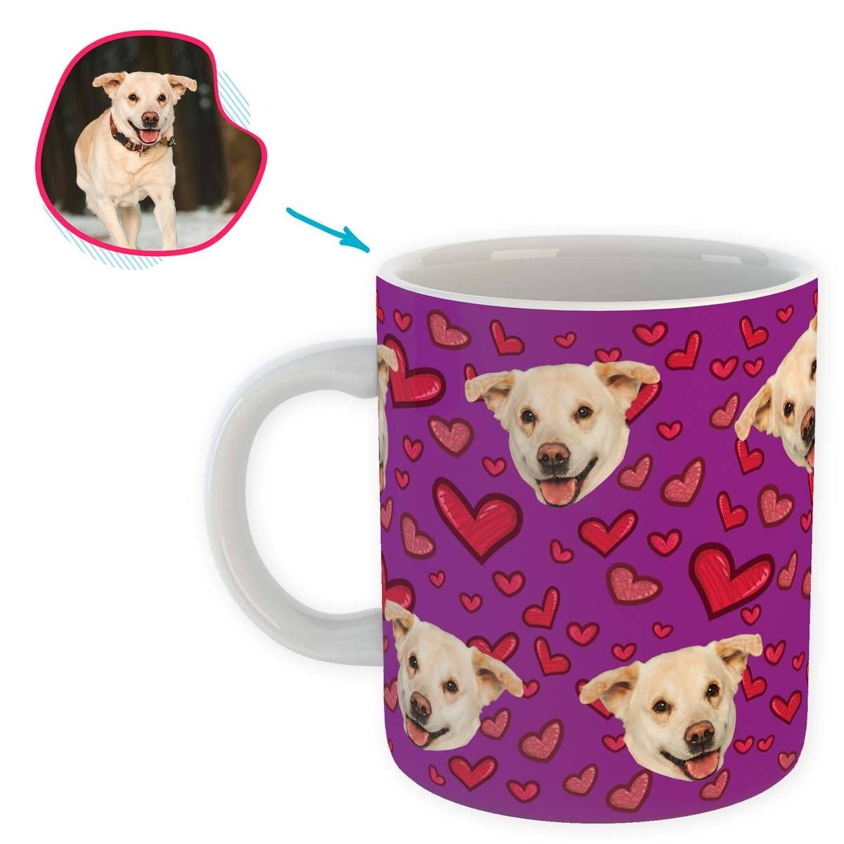 purple Heart mug personalized with photo of face printed on it