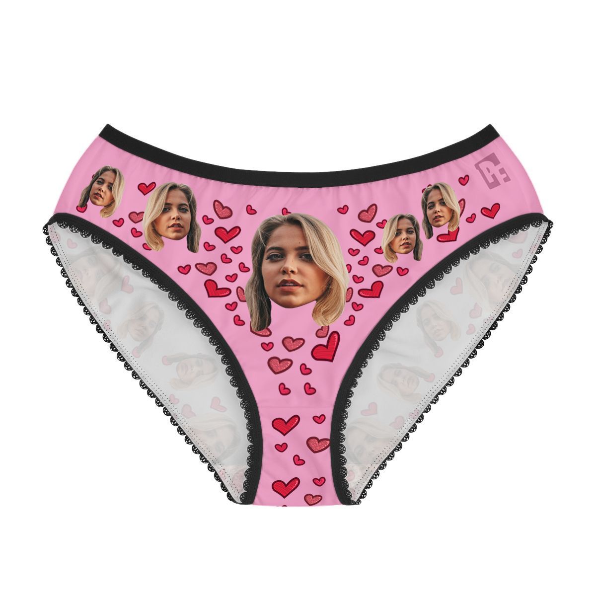 Red Heart women's underwear briefs personalized with photo printed on them