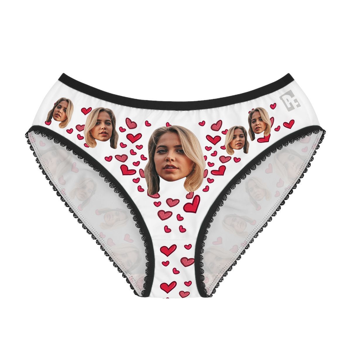 Blue Heart women's underwear briefs personalized with photo printed on them
