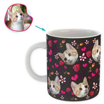 Load image into Gallery viewer, dark Hearts and Flowers mug personalized with photo of face printed on it
