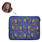 Load image into Gallery viewer, darkblue Horse laptop sleeve personalized with photo of face printed on them
