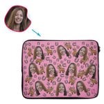 Load image into Gallery viewer, pink Horse laptop sleeve personalized with photo of face printed on them
