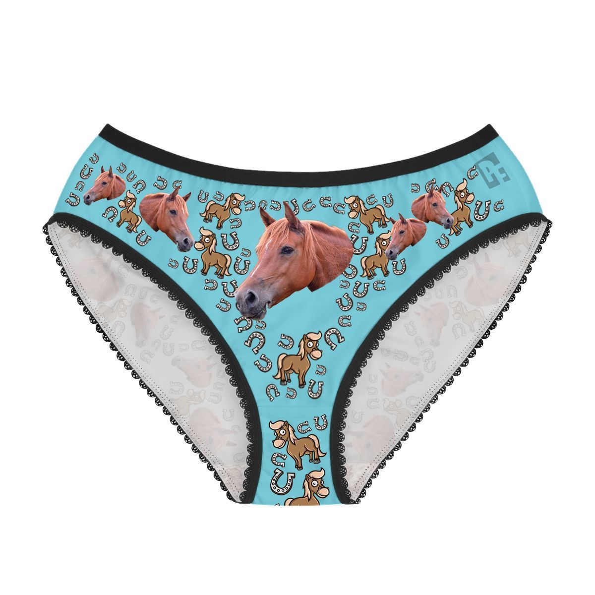 Blue Horse women's underwear briefs personalized with photo printed on them