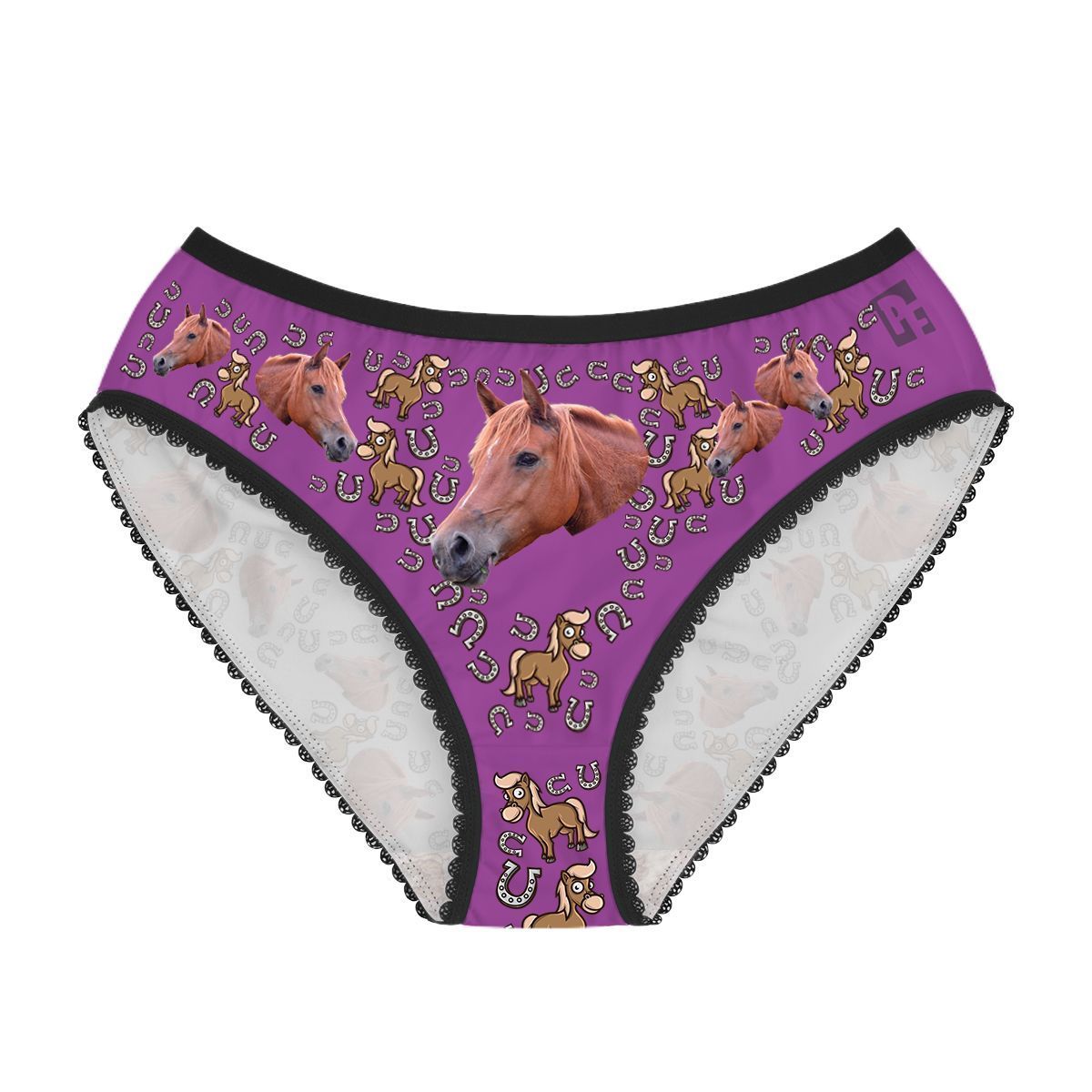 Purple Horse women's underwear briefs personalized with photo printed on them