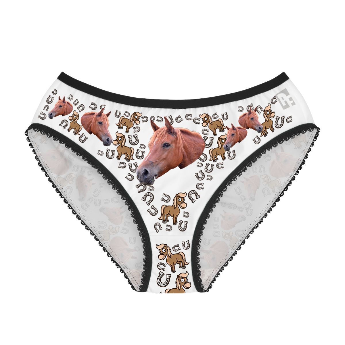 White Horse women's underwear briefs personalized with photo printed on them