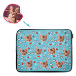 Load image into Gallery viewer, blue I &lt;3 You laptop sleeve personalized with photo of face printed on them
