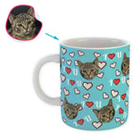 Load image into Gallery viewer, blue I &lt;3 You mug personalized with photo of face printed on it

