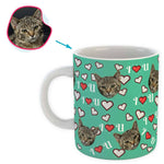 Load image into Gallery viewer, mint I &lt;3 You mug personalized with photo of face printed on it
