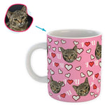 Load image into Gallery viewer, pink I &lt;3 You mug personalized with photo of face printed on it
