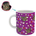 Load image into Gallery viewer, purple I &lt;3 You mug personalized with photo of face printed on it
