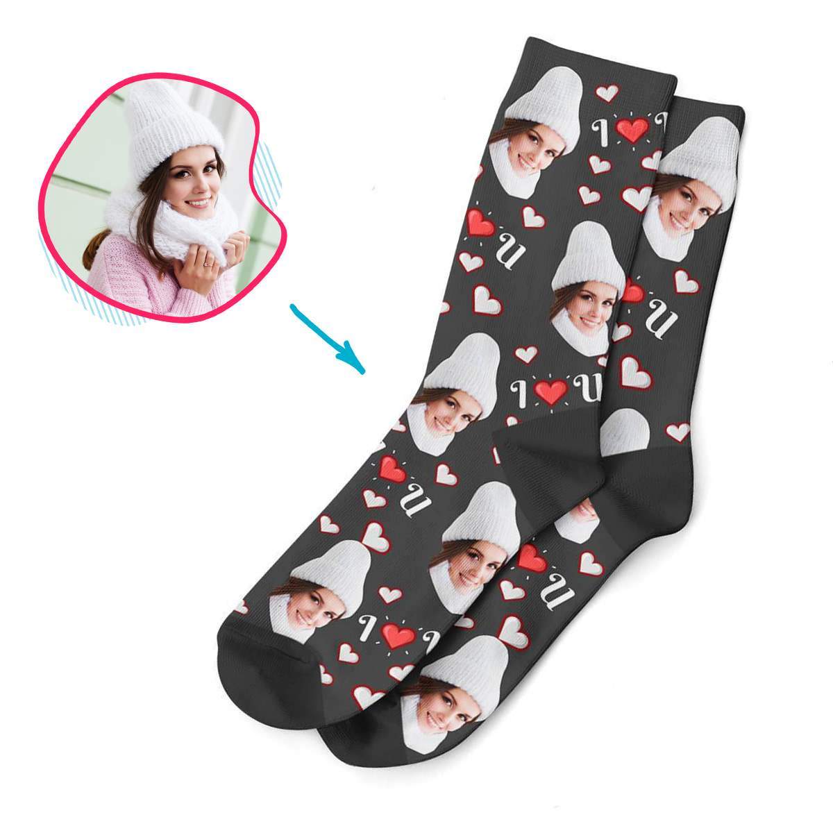 I <3 You Personalized Socks
