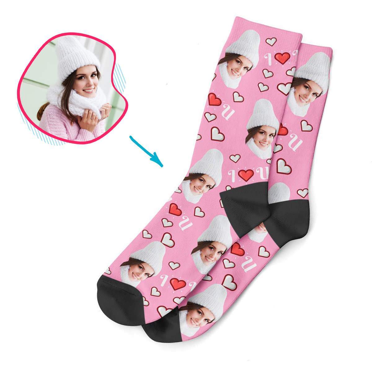 I <3 You Personalized Socks