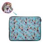 Load image into Gallery viewer, blue I Love You laptop sleeve personalized with photo of face printed on them
