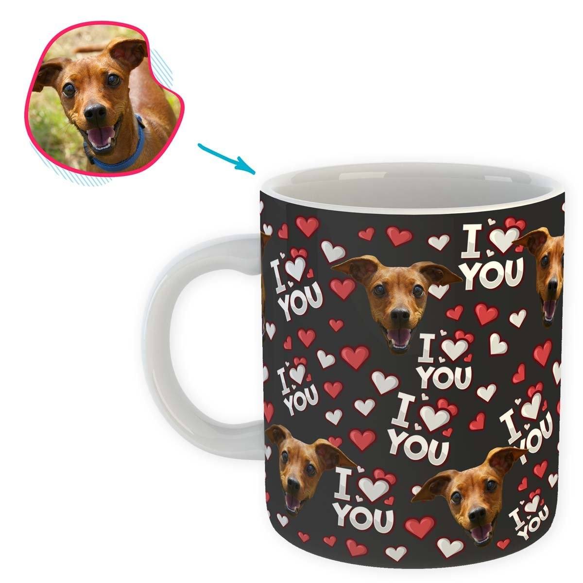 dark I Love You mug personalized with photo of face printed on it