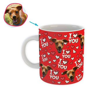 red I Love You mug personalized with photo of face printed on it