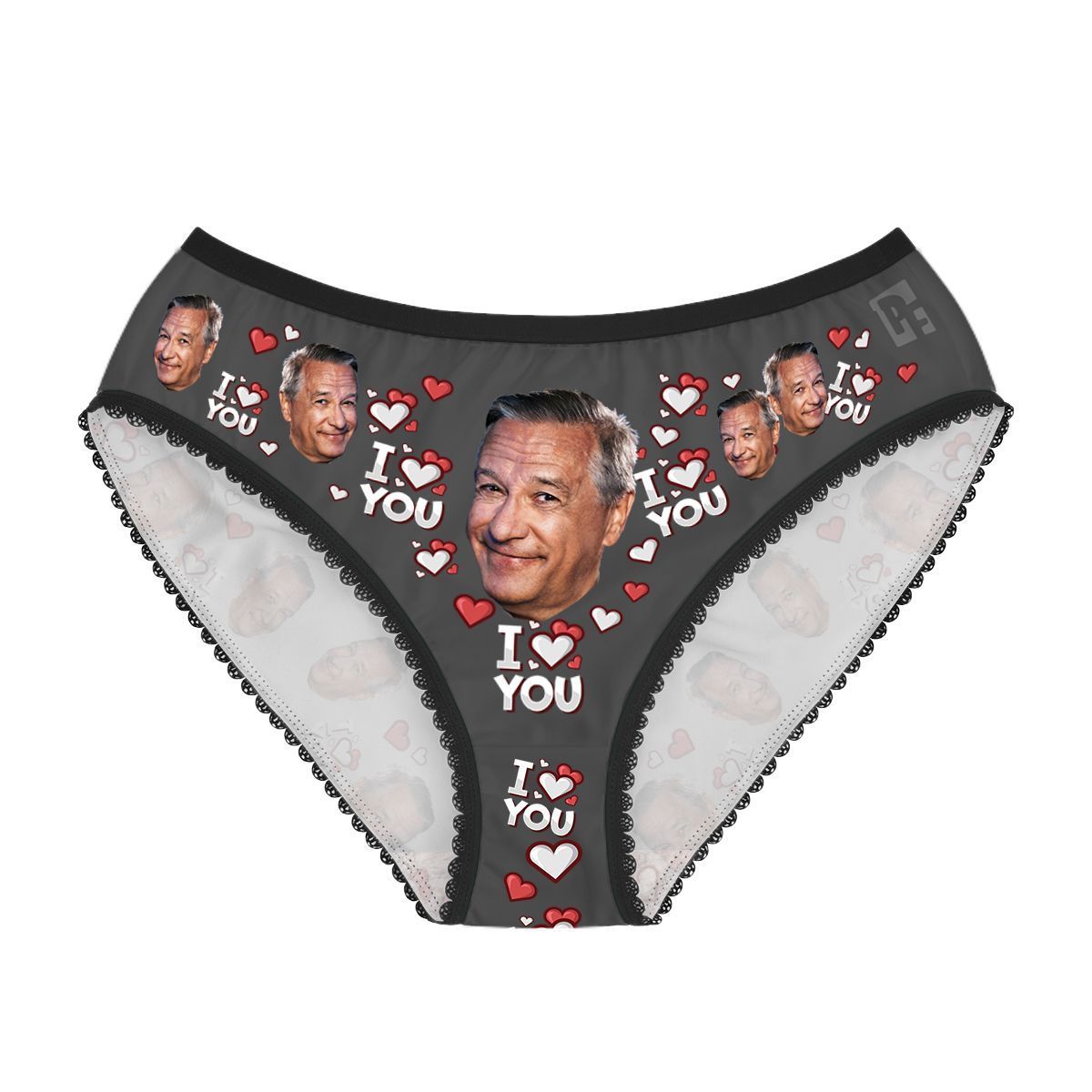Dark I love you women's underwear briefs personalized with photo printed on them