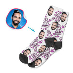 Load image into Gallery viewer, white Just Married socks personalized with photo of face printed on them
