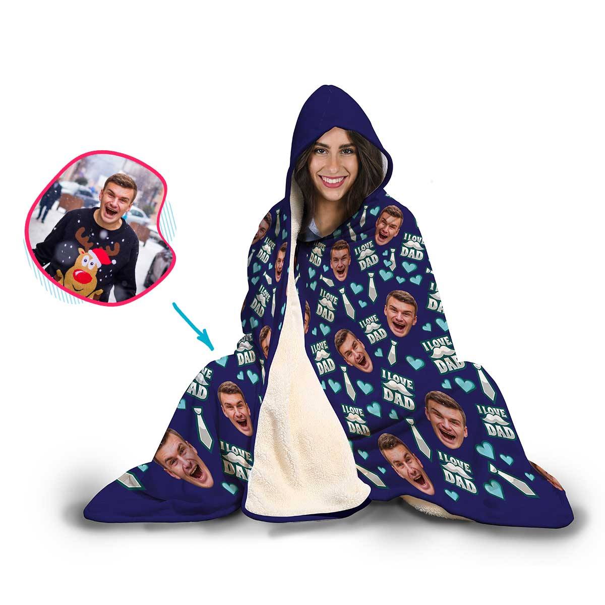 Love Dad Personalized Hooded Blanket