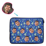 Load image into Gallery viewer, darkblue Love Dad laptop sleeve personalized with photo of face printed on them
