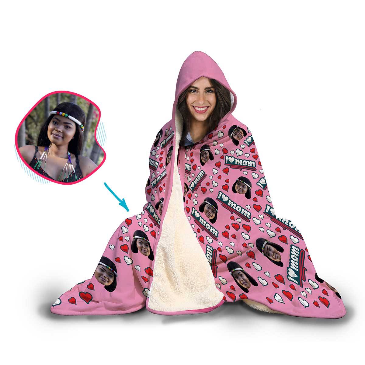 Love Mom Personalized Hooded Blanket