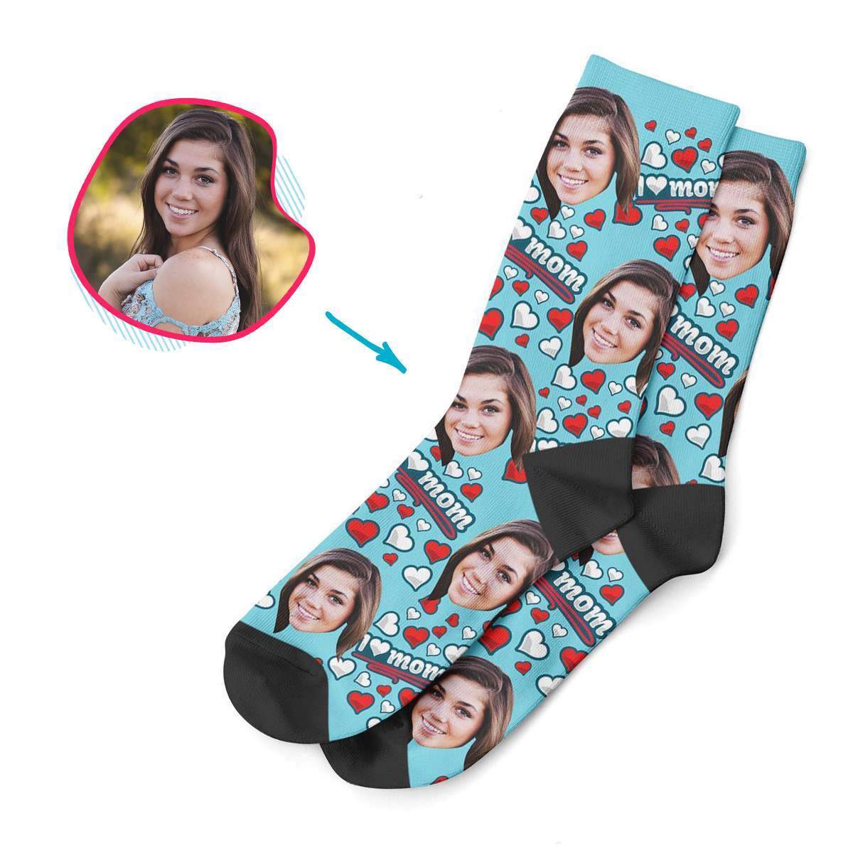 Love Mom Personalized Socks