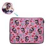 Load image into Gallery viewer, pink Love You laptop sleeve personalized with photo of face printed on them
