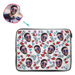 Load image into Gallery viewer, white Love You laptop sleeve personalized with photo of face printed on them
