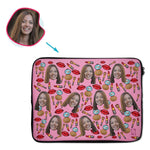 Load image into Gallery viewer, Pink Makeup personalized socks with photo of face printed on them
