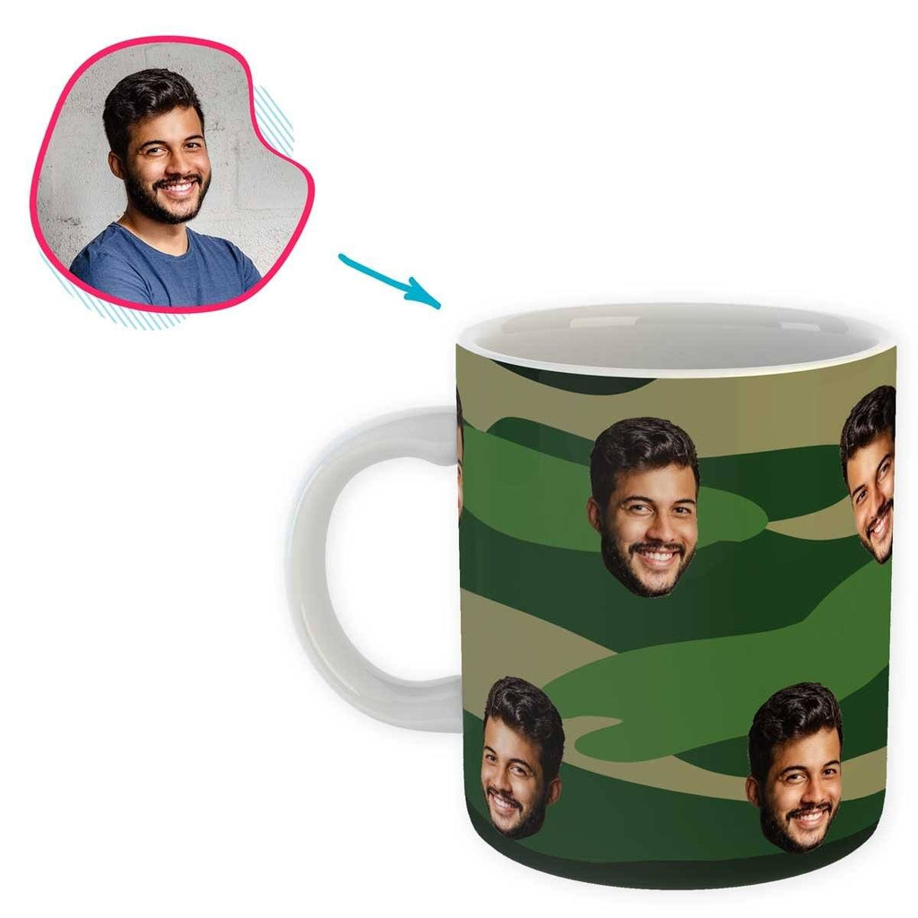 military Military mug personalized with photo of face printed on it