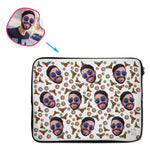 Load image into Gallery viewer, white Mistletoe laptop sleeve personalized with photo of face printed on them
