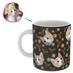 Load image into Gallery viewer, dark Mistletoe mug personalized with photo of face printed on it
