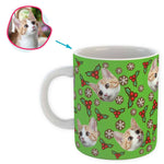 Load image into Gallery viewer, green Mistletoe mug personalized with photo of face printed on it
