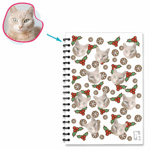 white Mistletoe Notebook personalized with photo of face printed on them