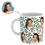 Load image into Gallery viewer, white Money mug personalized with photo of face printed on it
