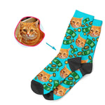 Load image into Gallery viewer, blue Money socks personalized with photo of face printed on them
