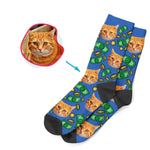 Load image into Gallery viewer, darkblue Money socks personalized with photo of face printed on them
