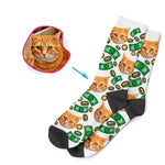 Load image into Gallery viewer, white Money socks personalized with photo of face printed on them
