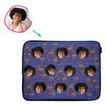 Load image into Gallery viewer, darkblue Music laptop sleeve personalized with photo of face printed on them
