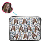 Load image into Gallery viewer, white Photography laptop sleeve personalized with photo of face printed on them

