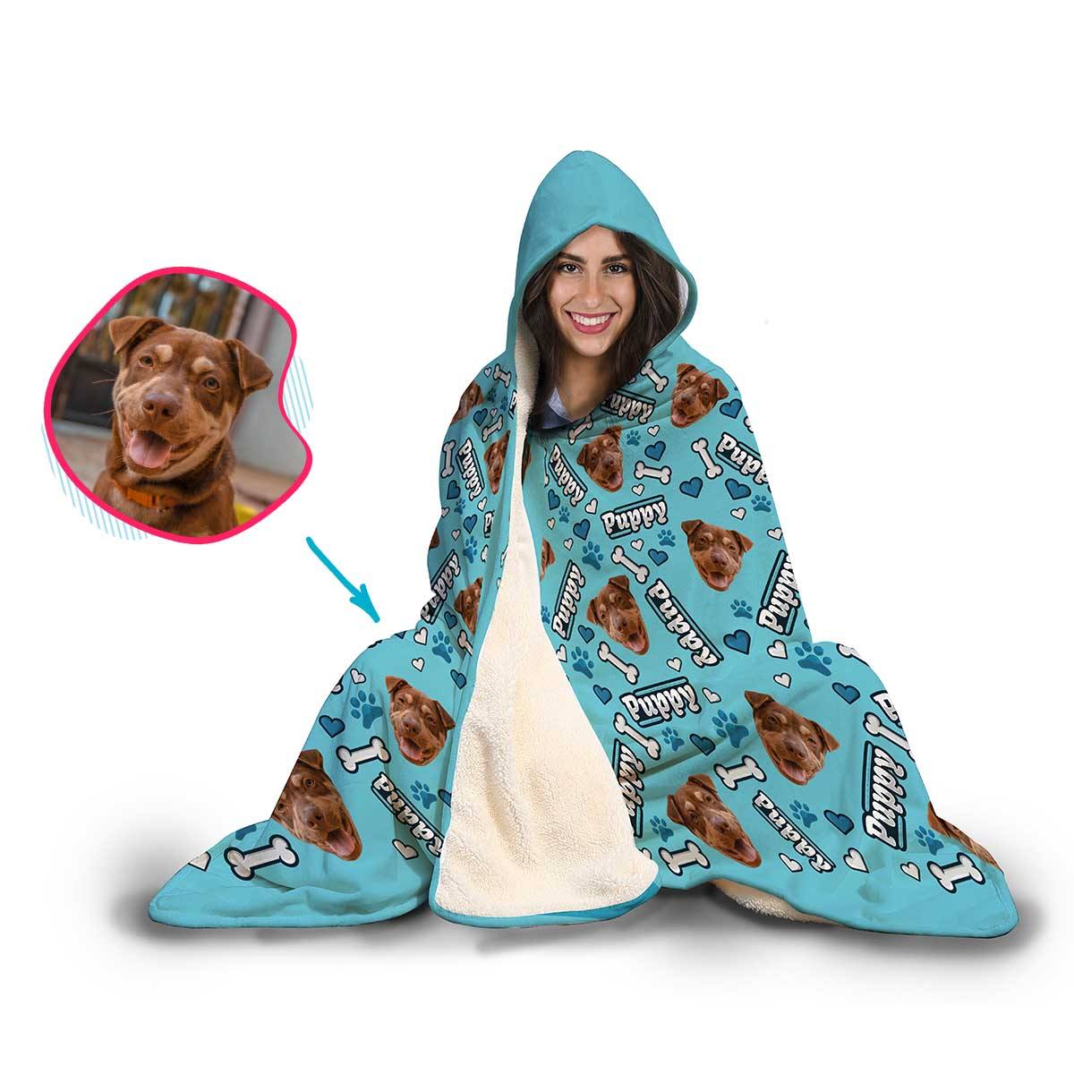 Puppy Personalized Hooded Blanket