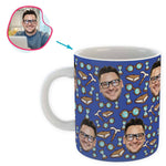 Load image into Gallery viewer, Darkblue Retirement personalized mug with photo of face printed on it
