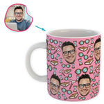 Load image into Gallery viewer, Pink Retirement personalized mug with photo of face printed on it

