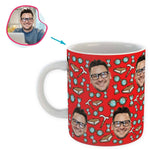 Load image into Gallery viewer, Red Retirement personalized mug with photo of face printed on it
