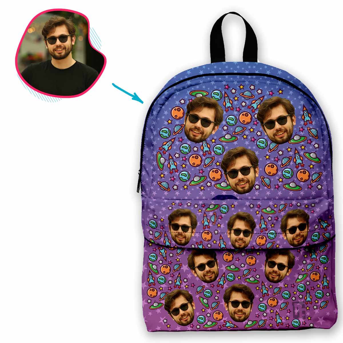 rockets classic backpack personalized with photo of face printed on it