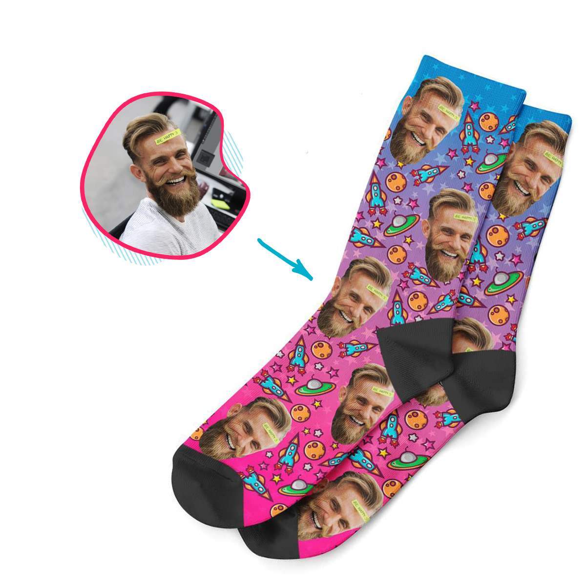Personalised Rocket Ship Socks for Friends | PrintsField