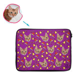 Load image into Gallery viewer, purple Santa's Hat laptop sleeve personalized with photo of face printed on them
