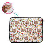 Load image into Gallery viewer, white Santa's Hat laptop sleeve personalized with photo of face printed on them
