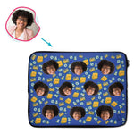 Load image into Gallery viewer, darkblue Shopping laptop sleeve personalized with photo of face printed on them
