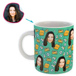 Load image into Gallery viewer, mint Shopping mug personalized with photo of face printed on it
